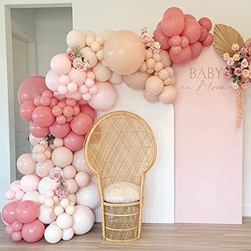 AobkDeco Dusty Pink Balloons 84PCS Vintage Dusty Pink Balloons Garland Arch Kit 5/10/12/18 Inch Different Sizes Dusty Pink Latex Balloons for Birthday Party Decorations Baby Shower Wedding Bridal