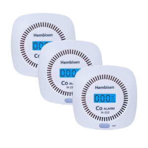 3 packs carbon monoxide detectors - hembisen co alarm detector monitor battery operated with digital display for house kitchen restaurant hotel office