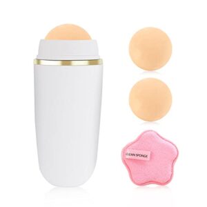 oil control on the go, oil absorbing volcanic roller with two replaceable volcanic ball and cleaning sponge, reusable portable oil control roller, oil control blotting tool