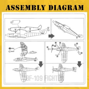 ViiKONDO 1/48 WWII BF109 Fighter German Aircraft Military Warplane Model Building Kit DIY Assembly Jet Gift (04)