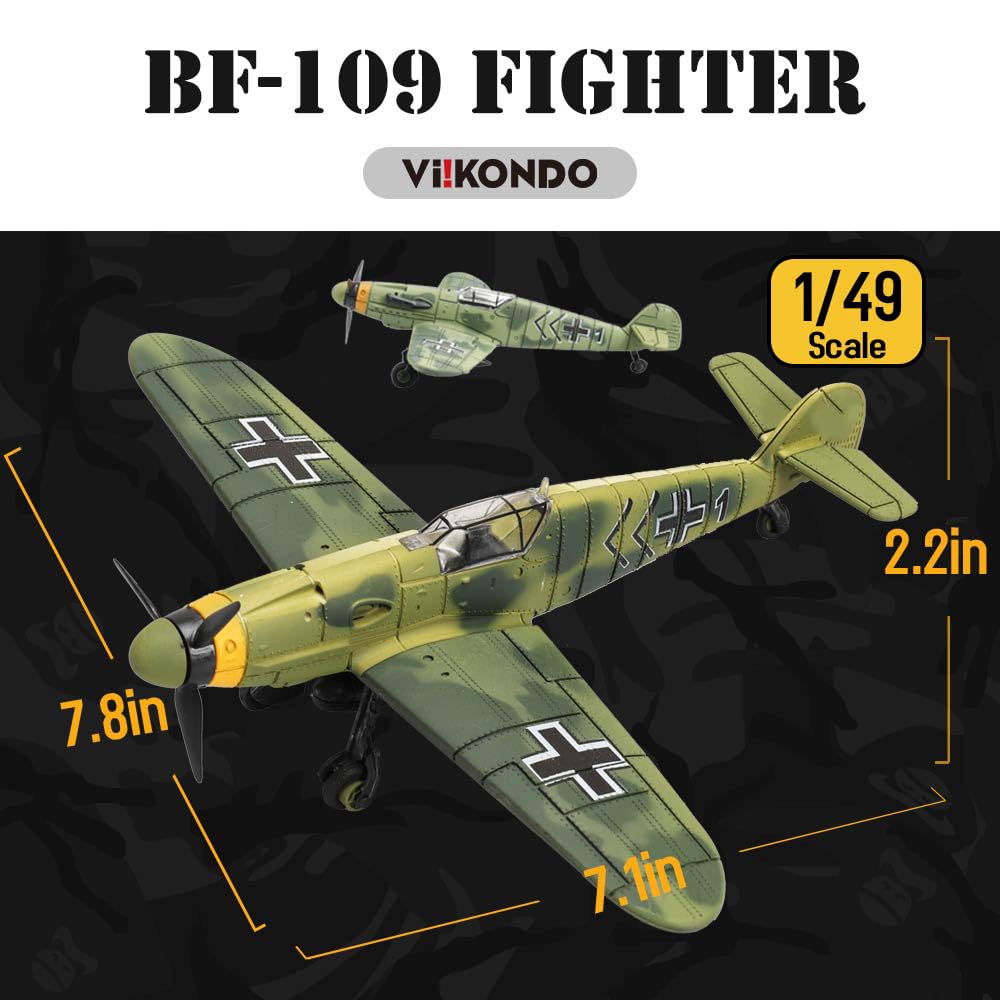 ViiKONDO 1/48 WWII BF109 Fighter German Aircraft Military Warplane Model Building Kit DIY Assembly Jet Gift (04)