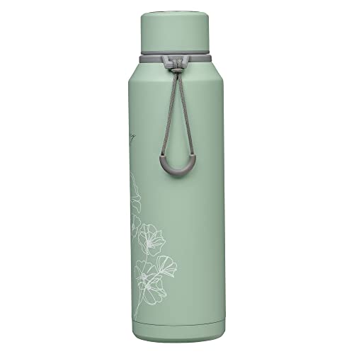 Christian Art Gifts Stainless Steel Insulated Double Wall Vacuum Spill-proof Water Bottle for Women: His Mercy Never Fails - Encouraging Drinkware for Hot/Cold All Day Temp, Teal Floral, 24 fl. oz.