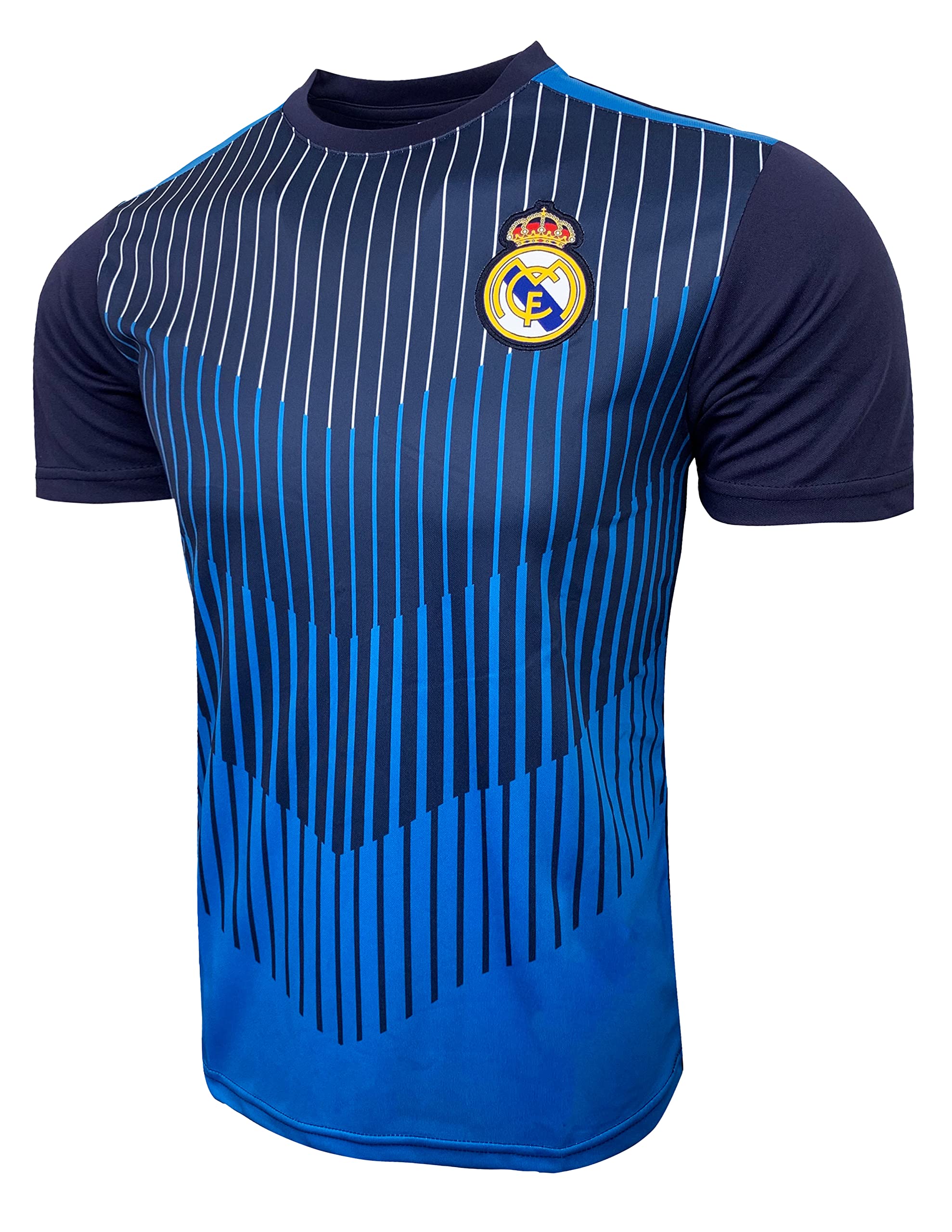 Boy's Real Madrid Performance Jersey, Youth Sizes Licensed Real Madrid Training Shirt (YM) Blue