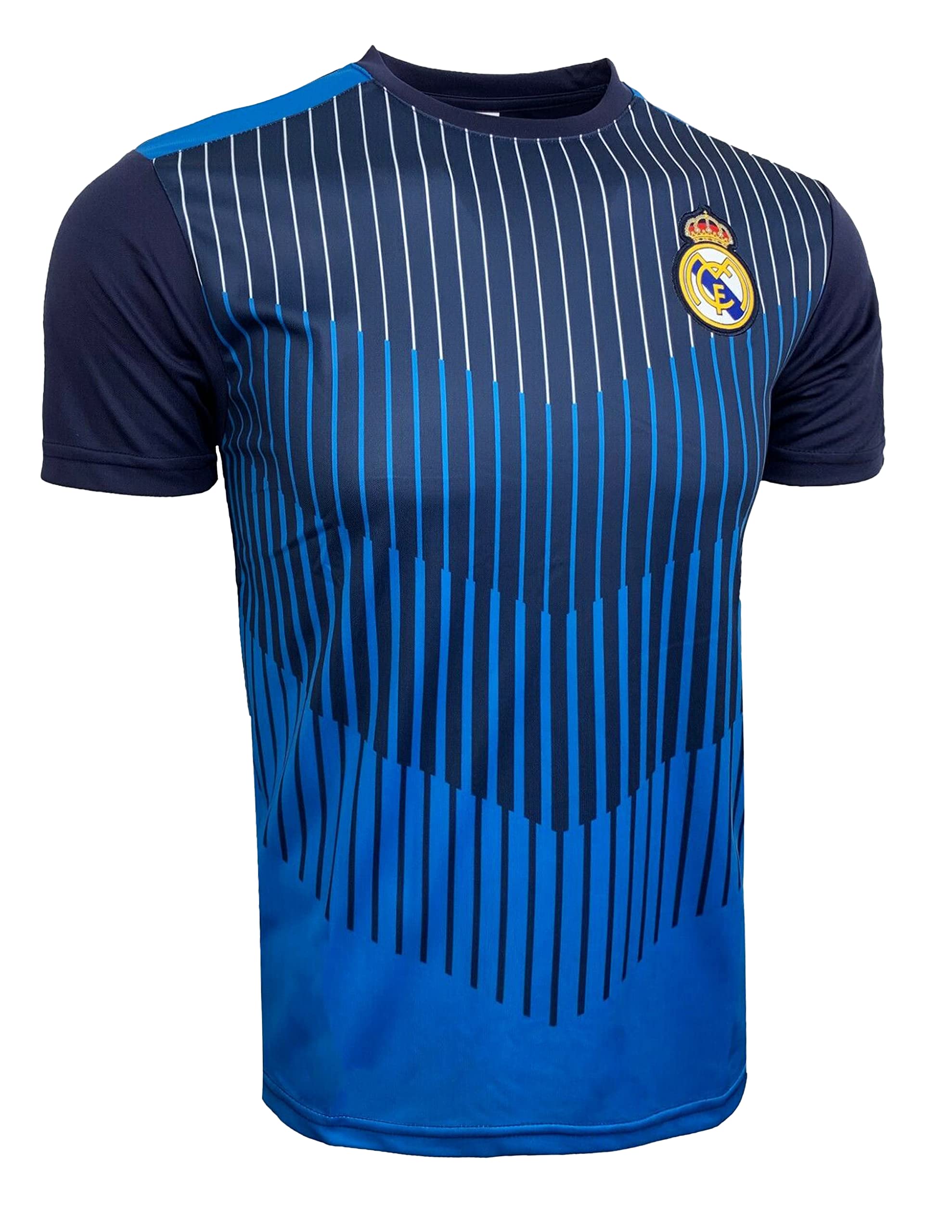 Boy's Real Madrid Performance Jersey, Youth Sizes Licensed Real Madrid Training Shirt (YM) Blue