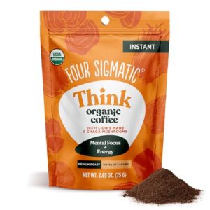 four sigmatic organic mushroom coffee | arabica instant coffee with lion's mane, chaga and rhodiola | mushroom coffee instant mix for better focus and immune support | 30 serving canister