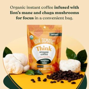 Four Sigmatic Organic Mushroom Coffee | Arabica Instant Coffee with Lion's Mane, Chaga and Rhodiola | Mushroom Coffee Instant Mix for Better Focus and Immune Support | 30 Serving Canister