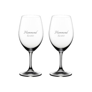 riedel personalized ouverture 12.34oz red wine glass pair, set of 2 custom engraved crystal wine glasses for red wines