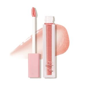 mally beauty positively plump lip gloss | high-shine hydrating lightweight & comfortable wear, pumped-up pink