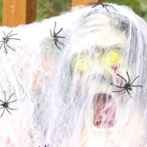 GEDIAO Halloween Spider Decorations 200" Halloween Spider Web + 50" Giant Spider + 40pcs Small Spider for Indoor Outdoor Halloween Decor Yard Party Haunted House Décor