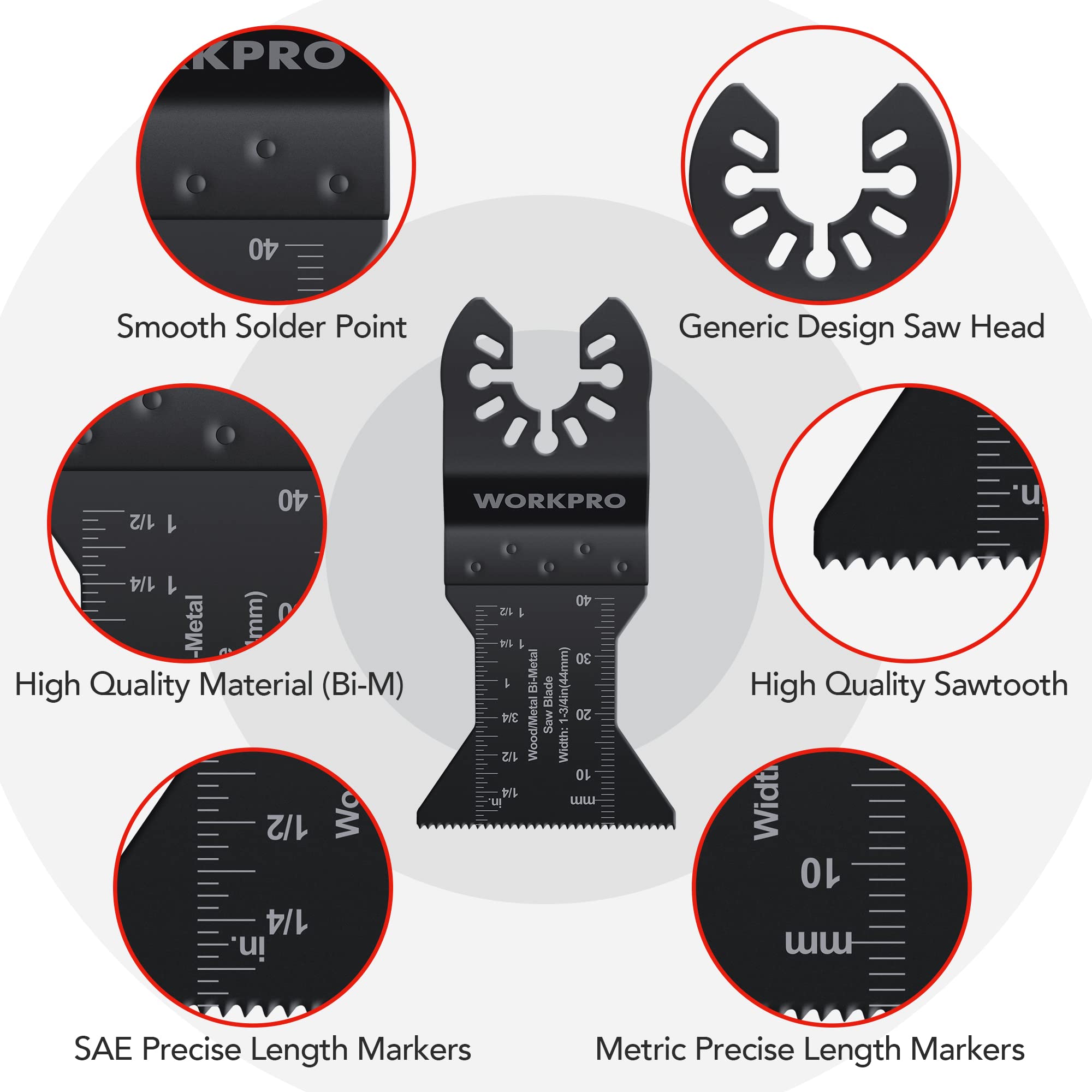 WORKPRO Oscillating Saw Blades, Quick Release Multitool Blades for Cutting Wood Metal Plastic, Universal Tool Blades Fit Dewalt Worx Milwaukee Black&Decker Rockwell Makita Fein Craftsman(10PC)