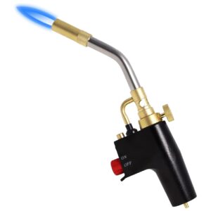 ts7000 propane torch head with igniter, 𝐓𝐒𝟕𝟎𝟎𝟎 high intensity mapp gas torch head with brass tip and adjustable flame knob welding torch for light welding, soldering, brazing, heating,thawing