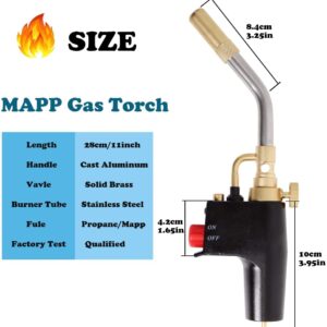 TS7000 Propane Torch Head with Igniter, 𝐓𝐒𝟕𝟎𝟎𝟎 High Intensity Mapp Gas Torch Head with Brass Tip and Adjustable Flame Knob Welding Torch for Light Welding, Soldering, Brazing, Heating,Thawing