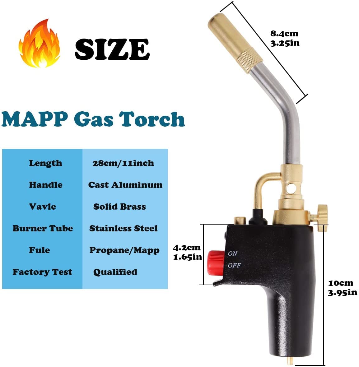 TS7000 Propane Torch Head with Igniter, 𝐓𝐒𝟕𝟎𝟎𝟎 High Intensity Mapp Gas Torch Head with Brass Tip and Adjustable Flame Knob Welding Torch for Light Welding, Soldering, Brazing, Heating,Thawing