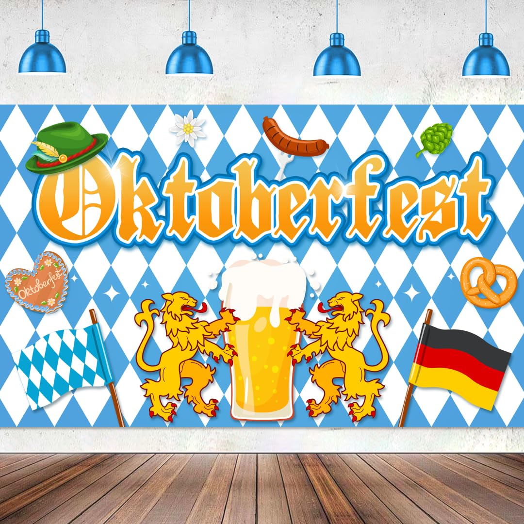 Large 71" X 43" Oktoberfest Backdrop, Oktoberfest Party Decorations Backdrop, Oktoberfest Decorations Party Backdrop for Bavarian German Beer Festival, Oktoberfest Party Supplies Decor