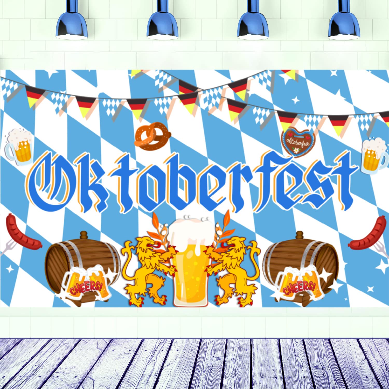 Large 71" X 43" Oktoberfest Backdrop, Oktoberfest Party Decorations Backdrop, Oktoberfest Decorations Party Backdrop for Bavarian German Beer Festival, Oktoberfest Party Supplies Decor