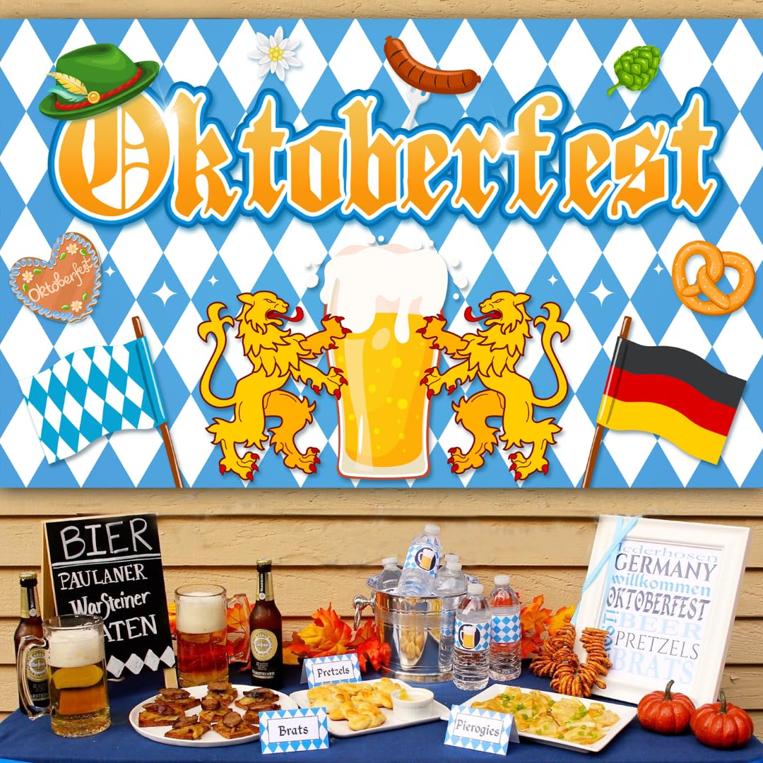 Large 71" X 43" Oktoberfest Backdrop, Oktoberfest Party Decorations Backdrop, Oktoberfest Decorations Party Backdrop for Bavarian German Beer Festival, Oktoberfest Party Supplies Decor