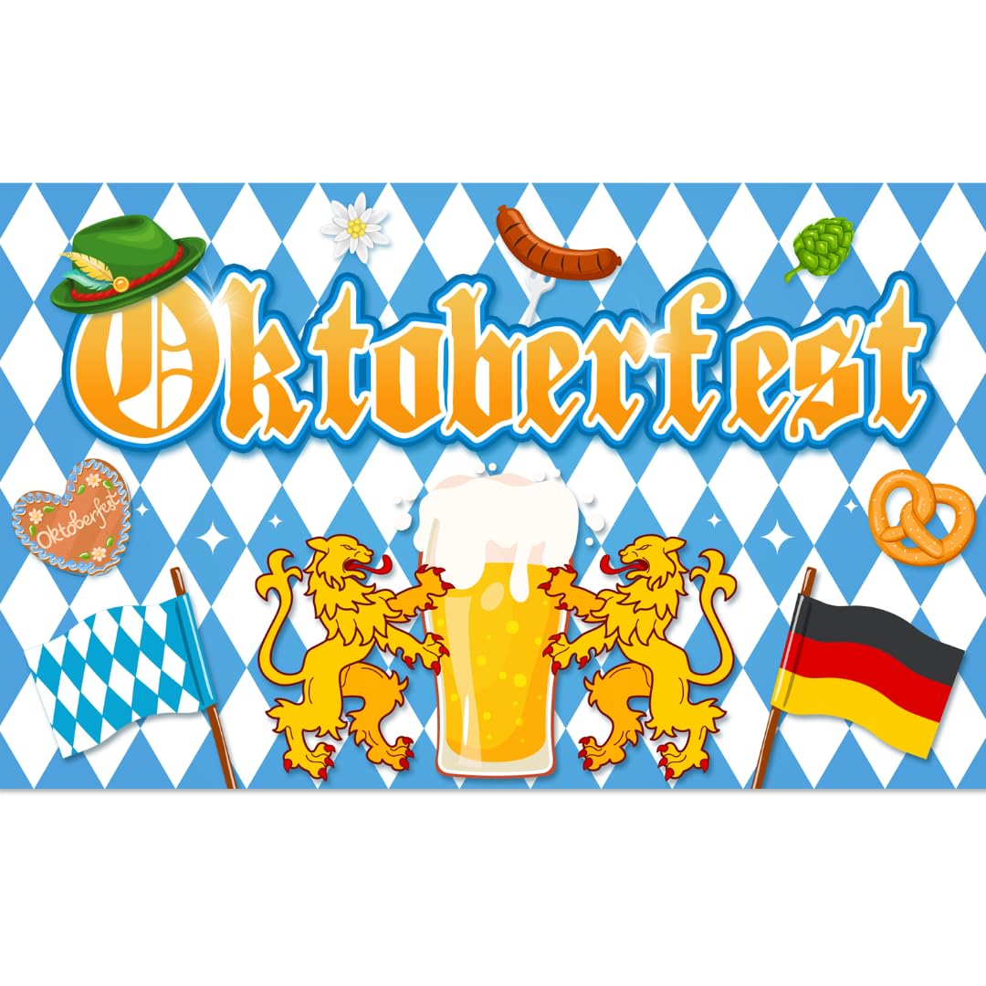 Large 71" X 43" Oktoberfest Backdrop, Oktoberfest Party Decorations Backdrop, Oktoberfest Decorations Party Backdrop for Bavarian German Beer Festival, Oktoberfest Party Supplies Decor