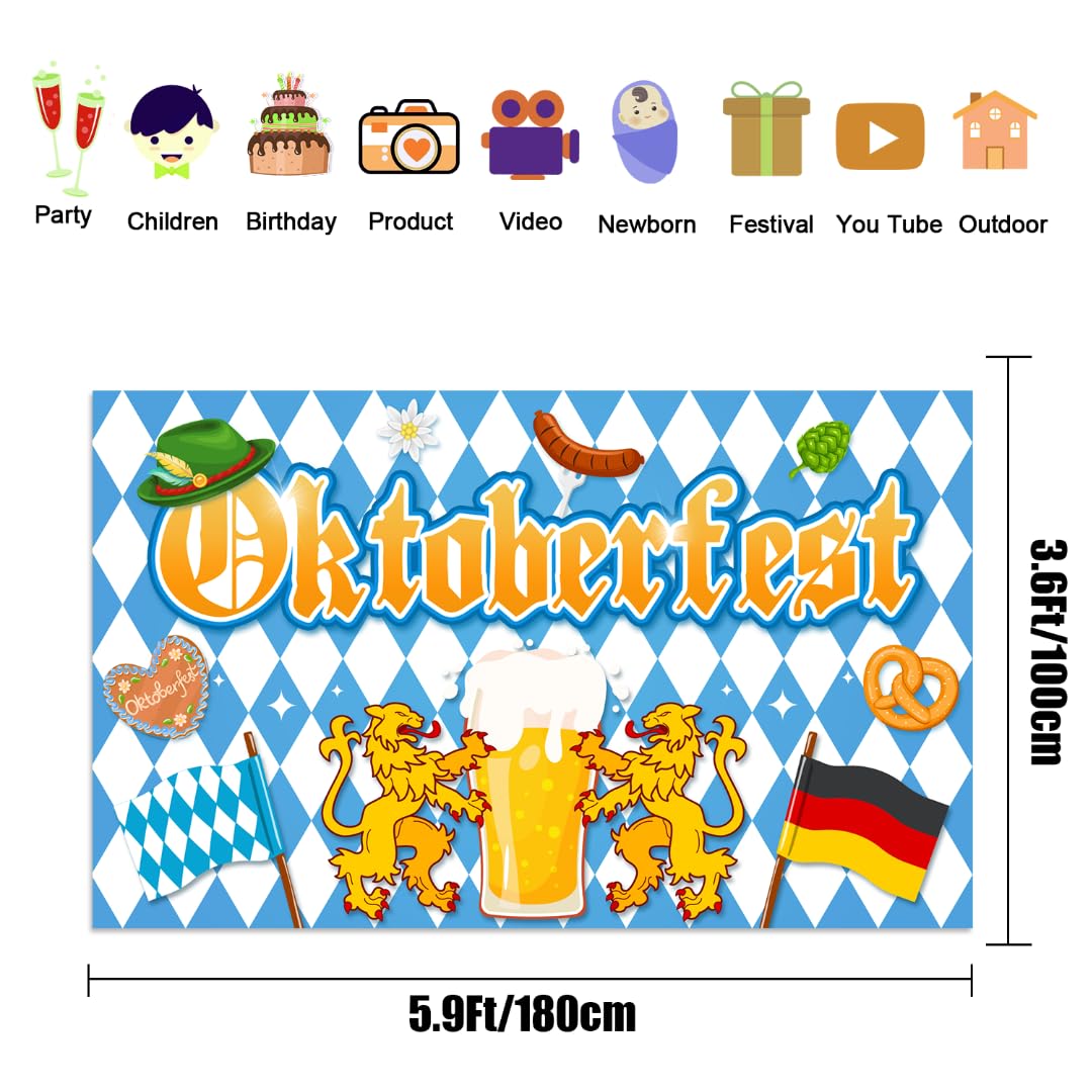 Large 71" X 43" Oktoberfest Backdrop, Oktoberfest Party Decorations Backdrop, Oktoberfest Decorations Party Backdrop for Bavarian German Beer Festival, Oktoberfest Party Supplies Decor