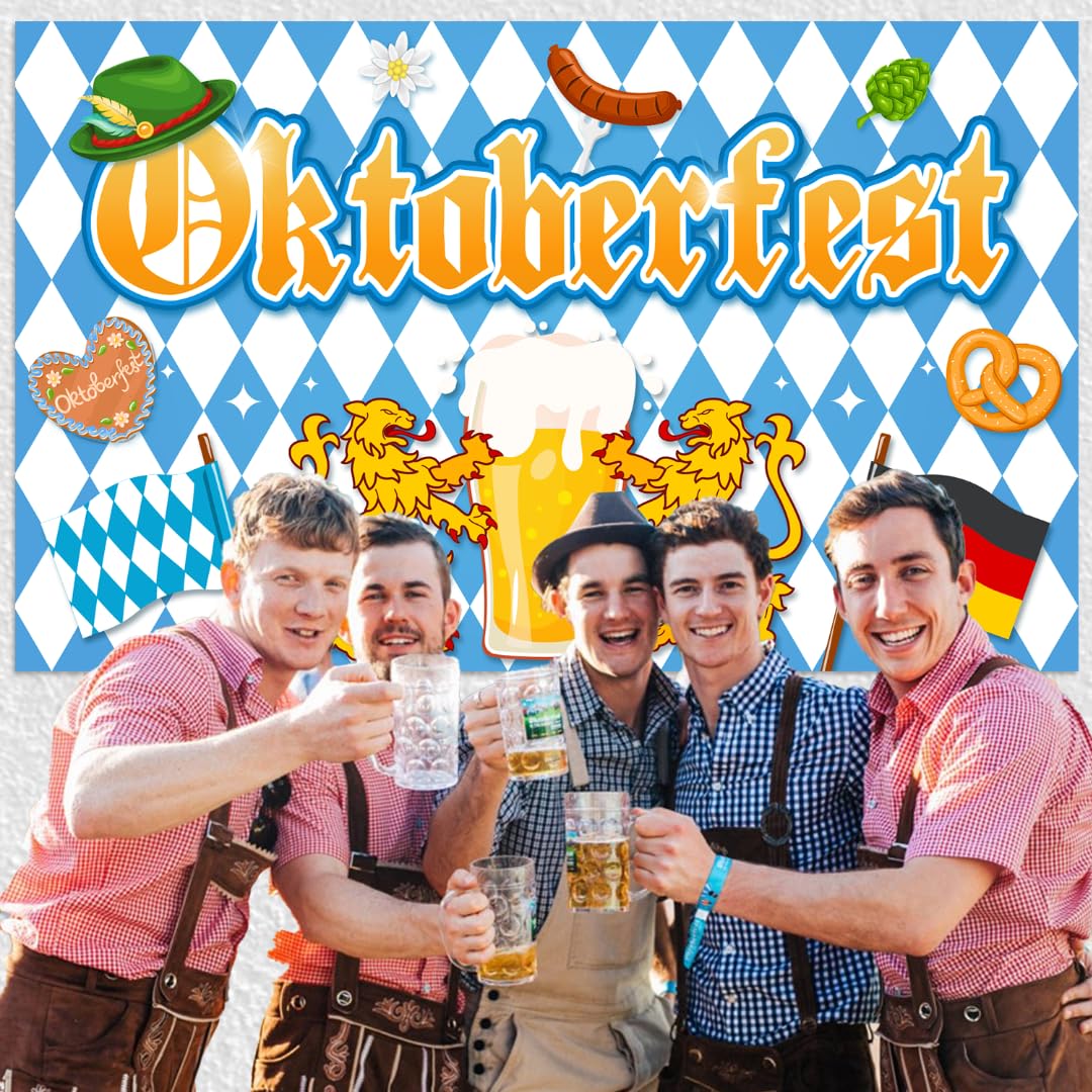 Large 71" X 43" Oktoberfest Backdrop, Oktoberfest Party Decorations Backdrop, Oktoberfest Decorations Party Backdrop for Bavarian German Beer Festival, Oktoberfest Party Supplies Decor