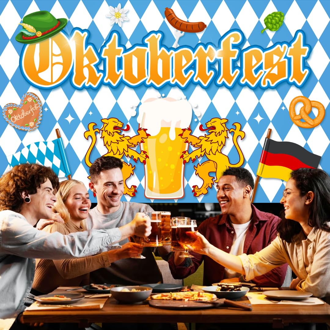 Large 71" X 43" Oktoberfest Backdrop, Oktoberfest Party Decorations Backdrop, Oktoberfest Decorations Party Backdrop for Bavarian German Beer Festival, Oktoberfest Party Supplies Decor