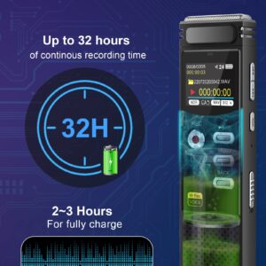 48GB Digital Voice Recorder:Voice Activated Recorder with Playback,1536KBPS Digital Audio Recorder with Build-in Microphones,Noise Reduction and 32GB TF Card for Lectures Meetings,Interviews