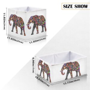 DOMIKING Cheerful Elephant Foldable Cloth Shelf Baskets Rectangle Toy Storage Bins Box with Handles for Clothes Toy Gift Storage 15.75x10.63x6.96 Inches