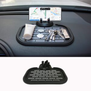 non-slip phone pad for car dashboard, universal 360 degree rotating car phone holder multifunctional anti-shake phone mat for cell phone gps sunglasses keychains coins with temporary parking number