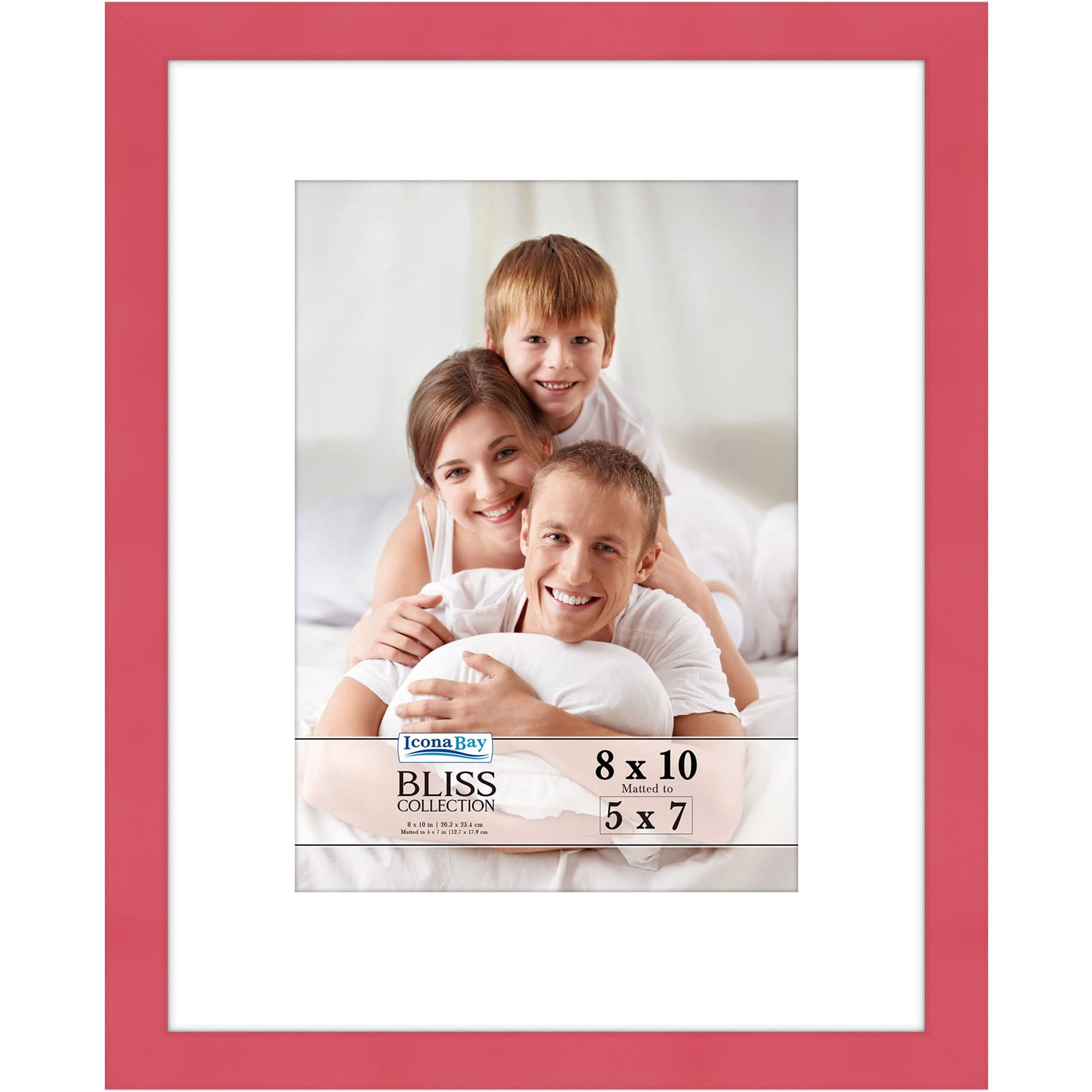 Icona Bay 8x10 Red Picture Frame with Removable Mat for 5x7 Photo, Modern Style Wood Composite Frame, Table Top or Wall Mount, Bliss Collection