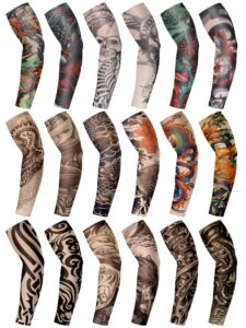 18 pcs tattoo sleeves for men arm sleeves temporary tattoo sleeves set arts fake tattoo for women to cover arms (vivid pattern,medium)