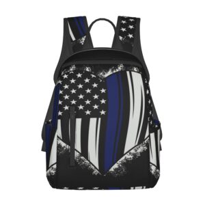 sweet tang american thin blue line flag police love heart pattern black backpack for men travel laptop backpack college backpack laptop bag for women