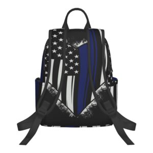 SWEET TANG American Thin Blue Line Flag Police love heart pattern black Backpack for Men Travel Laptop Backpack College Backpack Laptop Bag for Women