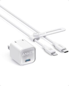 anker usb c gan 30w, 511 charger (nano 3) with 6ft bio-based usb-c to lightning cable (mfi certified), for iphone 14/14 pro/14 pro max/13/13 mini/13 pro/13 pro max/ipad pro