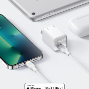 Anker USB C GaN 30W, 511 Charger (Nano 3) with 6ft Bio-Based USB-C to Lightning Cable (MFi Certified), for iPhone 14/14 Pro/14 Pro Max/13/13 Mini/13 Pro/13 Pro Max/iPad Pro