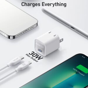 Anker USB C GaN 30W, 511 Charger (Nano 3) with 6ft Bio-Based USB-C to Lightning Cable (MFi Certified), for iPhone 14/14 Pro/14 Pro Max/13/13 Mini/13 Pro/13 Pro Max/iPad Pro