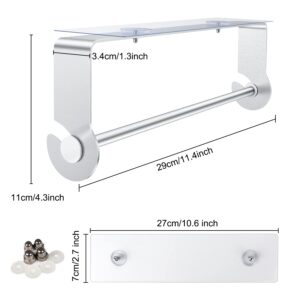 SMARTAKE Paper Towel Holder with Adhesive Under Cabinet, Wall Mounted & No Drilling, Rustproof Removable Kitchen Towel Holder for Home, Easy Tear, Silver