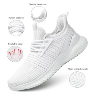 Chopben Women's Walking Shoes Lightweight Breathable Running Shoes Non Slip Athletic Fashion Sneakers Mesh Workout Casual Sports White