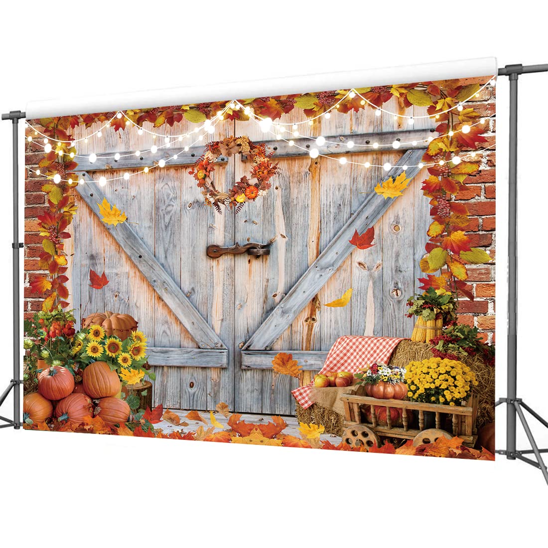 CYLYH 7x5FT Thanksgiving Backdrop Fall Thanksgiving Photography Backdrop Autumn Pumpkin Harvest Barn Background Maple Baby Shower Banner Decoration Birthday Party Backdrop