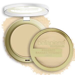 bellapierre pressed banana setting powder | lightweight compact color-correcting powder with all day makeup protection | eliminates blotchiness and dark spots - light - 0.28 oz