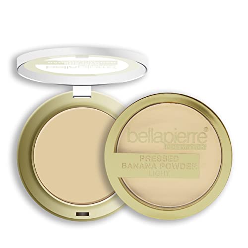 bellapierre Pressed Banana Setting Powder | Lightweight Compact Color-Correcting Powder with All Day Makeup Protection | Eliminates Blotchiness and Dark Spots - Light - 0.28 Oz