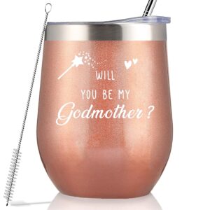 geanhil godmother proposal gifts-will you be my godmother-new godmother announcement tumbler gift-godmother to be gift-gift for best friends sister bestie bff-12oz rose golden tumbler coffee cup mug