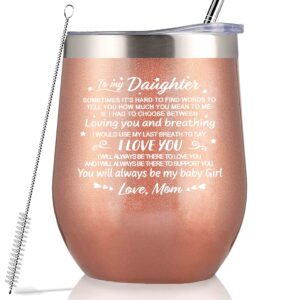geanhil daughter tumbler gifts from mom-birthday gift for daughter-graduation gift-christmas gifts for daughter daughter in law-you will always be my baby girl-12oz rose golden tumbler coffee cup mug