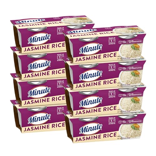 Minute Ready-to-Serve Jasmine Rice, Microwavable Rice Cups, 4.4-Ounce Cups, 2 Count, (Pack of 8)