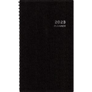 blue sky aligned 2023 weekly contacts and mini planner, telephone/address, 3.5" x 6", heavyweight cover, semi concealed wirebound, black (123854-23)