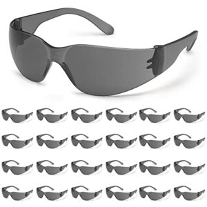 ateret 12 pairs safety glasses, scratch and impact resistant, polycarbonate ansi z87.1 lens, protective eyewear for lab, industrial, carpentry, shooting (grey)