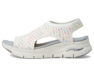 skechers women's arch fit-catchy wave, white multi, 7