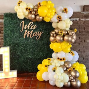 139PCS Sunflower Balloons Garland Kit with Artificial Sunflowers Yellow Balloons for Sunflower Theme Birthday Party Baby Shower