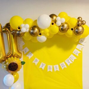 139PCS Sunflower Balloons Garland Kit with Artificial Sunflowers Yellow Balloons for Sunflower Theme Birthday Party Baby Shower