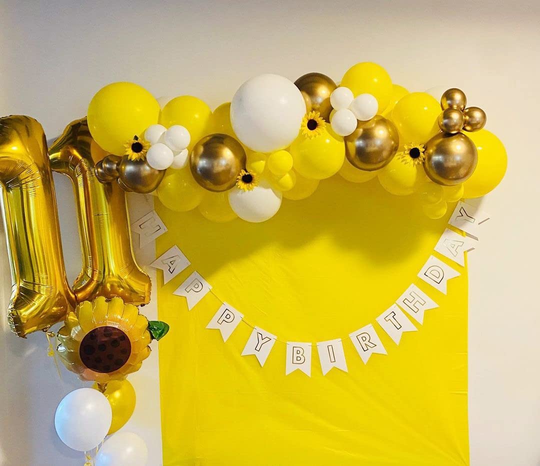 139PCS Sunflower Balloons Garland Kit with Artificial Sunflowers Yellow Balloons for Sunflower Theme Birthday Party Baby Shower