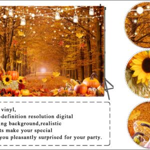 LTLYH 7x5ft Fall Forest Backdrop Autumn Thanksgiving Backdrop Maple Forest Leaves Friendsgiving Party Banner Backdrop Supplies Farm Harvest Event Photo Backdrop 185