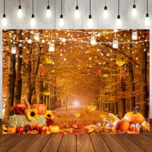 LTLYH 7x5ft Fall Forest Backdrop Autumn Thanksgiving Backdrop Maple Forest Leaves Friendsgiving Party Banner Backdrop Supplies Farm Harvest Event Photo Backdrop 185